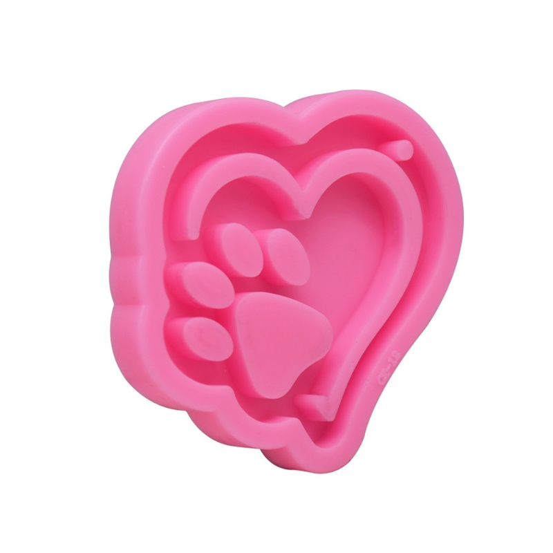 Khuôn Silicone Tạo Hình Làm Mặt Dây Chuyền Hình Bàn Chân Gấu / Trái Tim