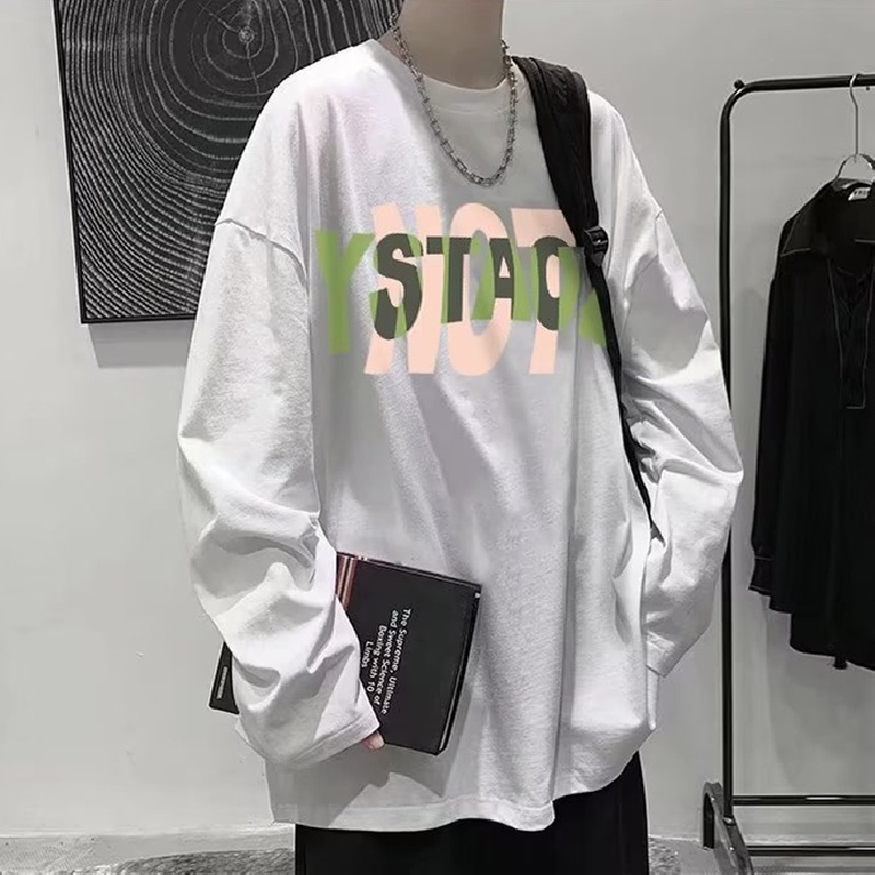 Áo Thun Tay Dài Cổ Tròn Dáng Rộng In Họa Tiết Hoạt Hình Phong Cách Hip Hop Nhật Bản Cho Nam size M-5XL