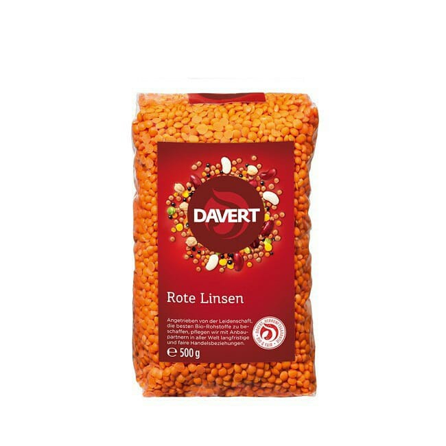 Đậu lăng đỏ hữu cơ Davert Organic Red Lentils 500g