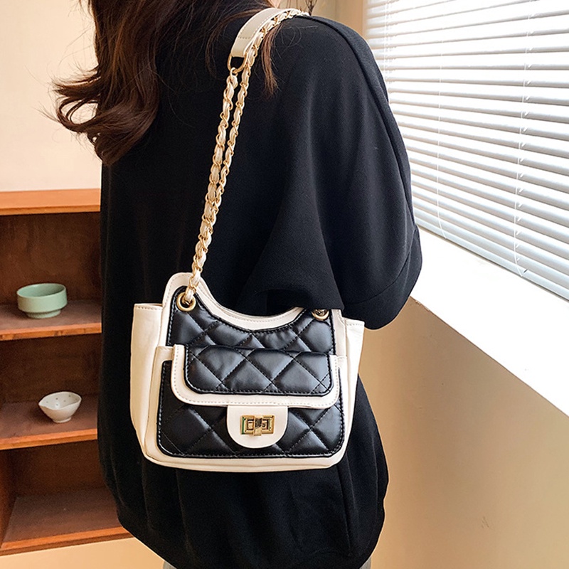 Túi đeo chéo IELGY dây xích bề mặt hình thoi thời trang dành cho nữ