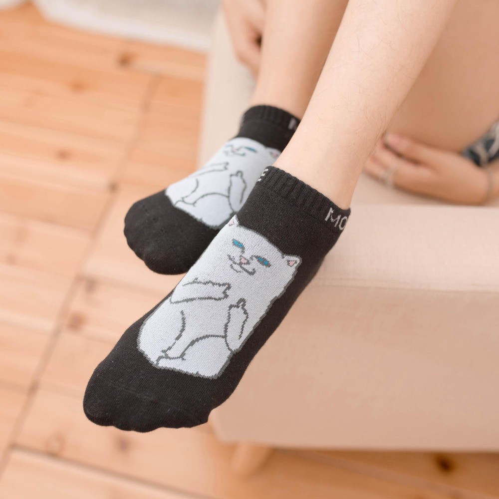 Vớ Cotton Cổ Thấp In Họa Tiết Chú Mèo Dễ Thương Thời Trang Mùa Hè 2019 Cho Nữ