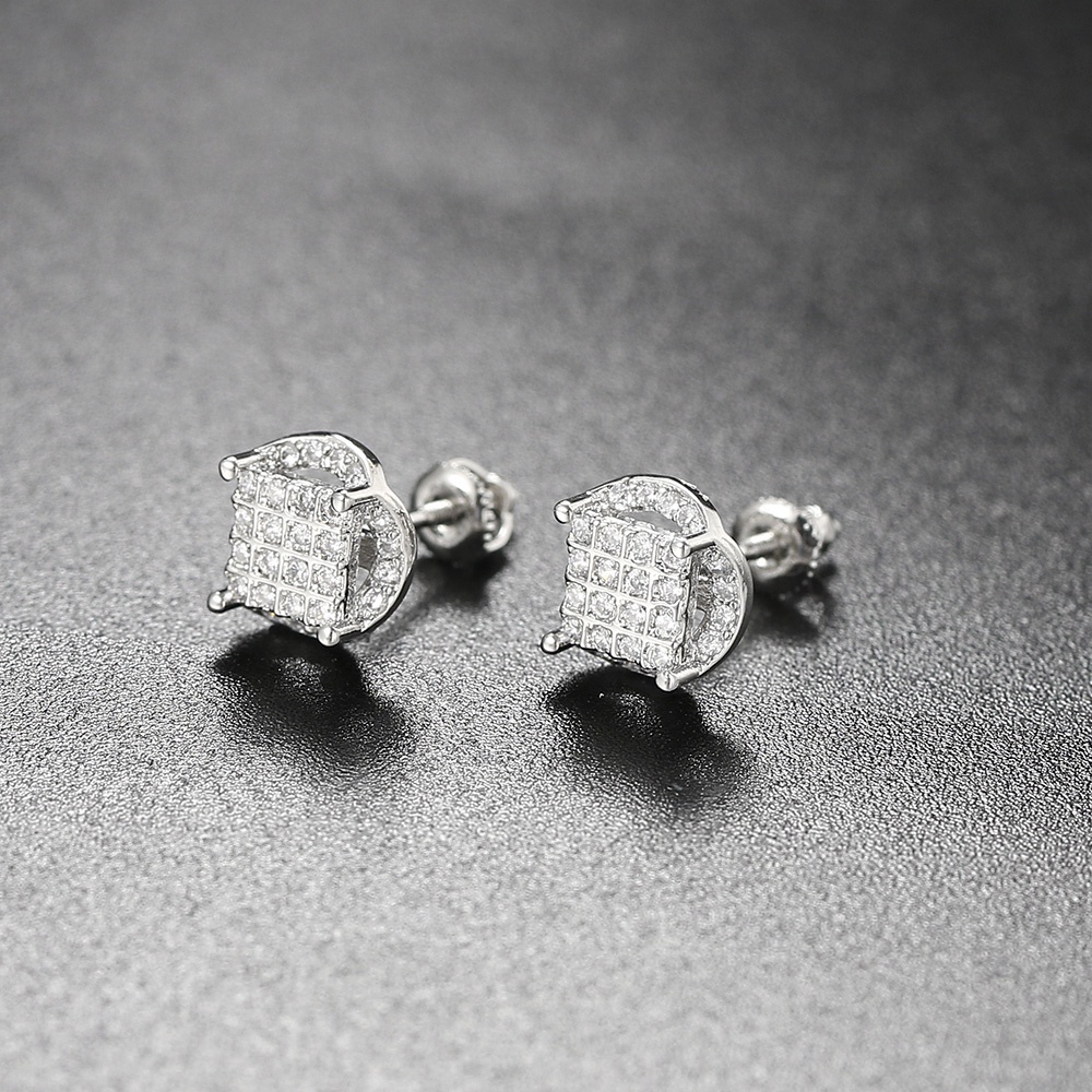 Khuyên Tai Hình Vuông Đính Đá Zirconia Thời Trang Cho Nam OHE132