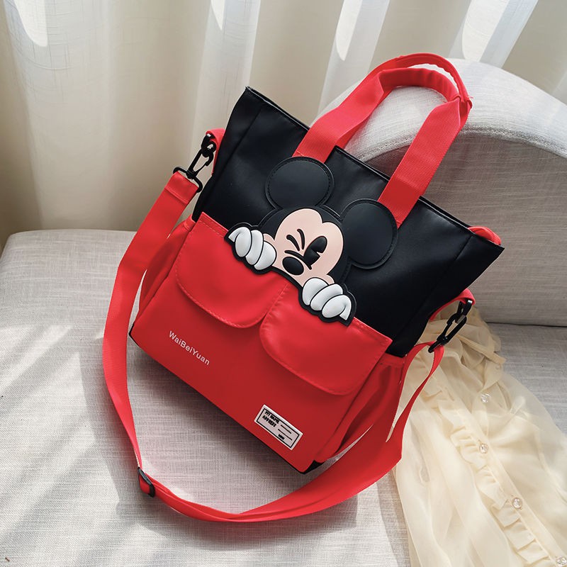 Túi Xách Canvas Ngăn Rộng In Hình Chuột Mickey Thời Trang