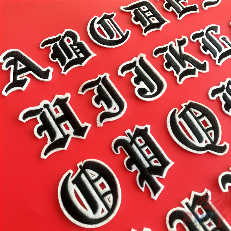 ☸ Old English Letters - Black Iron-on Patch ☸ 1Pc Diy Sew on Iron on Badges Patches