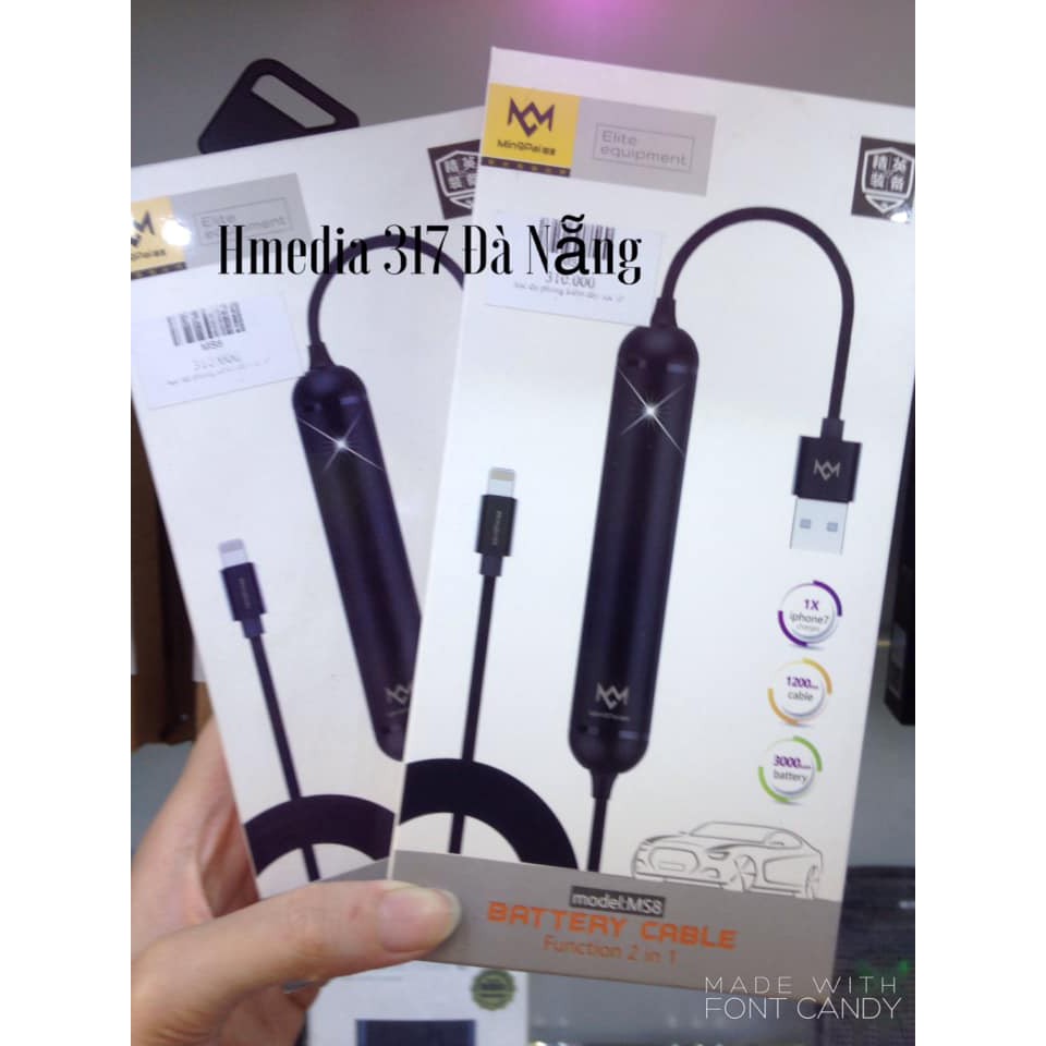 Sạc dự phòng kiêm dây sạc ip MS8