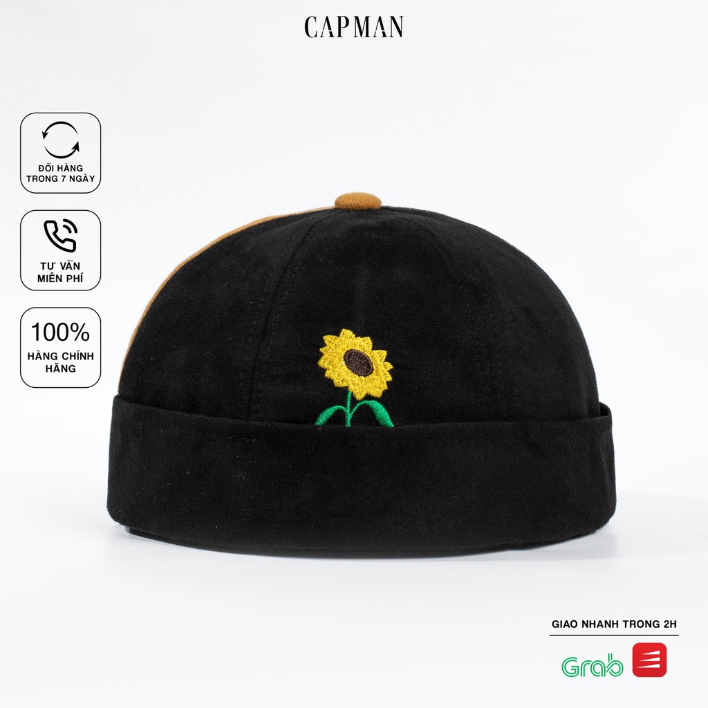 Mũ beanie không vành CAPMAN chính hãng full box, nón nam nữ vải da lộn phong cách hàn quốc CM110 màu đen nâu