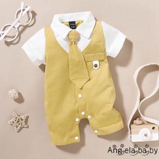 Bộ áo liền quần giả vest thanh lịch cho bé trai
