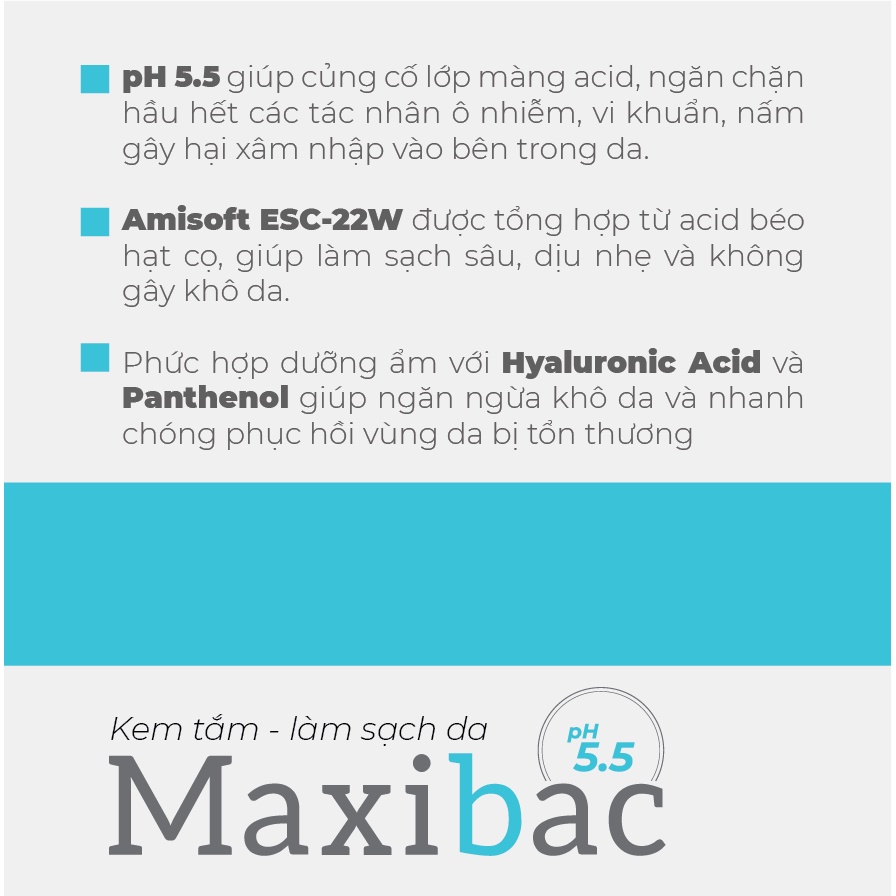 Kem tắm làm sạch da Maxibac pH 5.5 chai 100ml