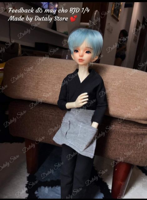 BJD 1/4 - set 02 trang phục búp bê tạp dề, áo giao lĩnh, quần dài cho Bjd 1/4