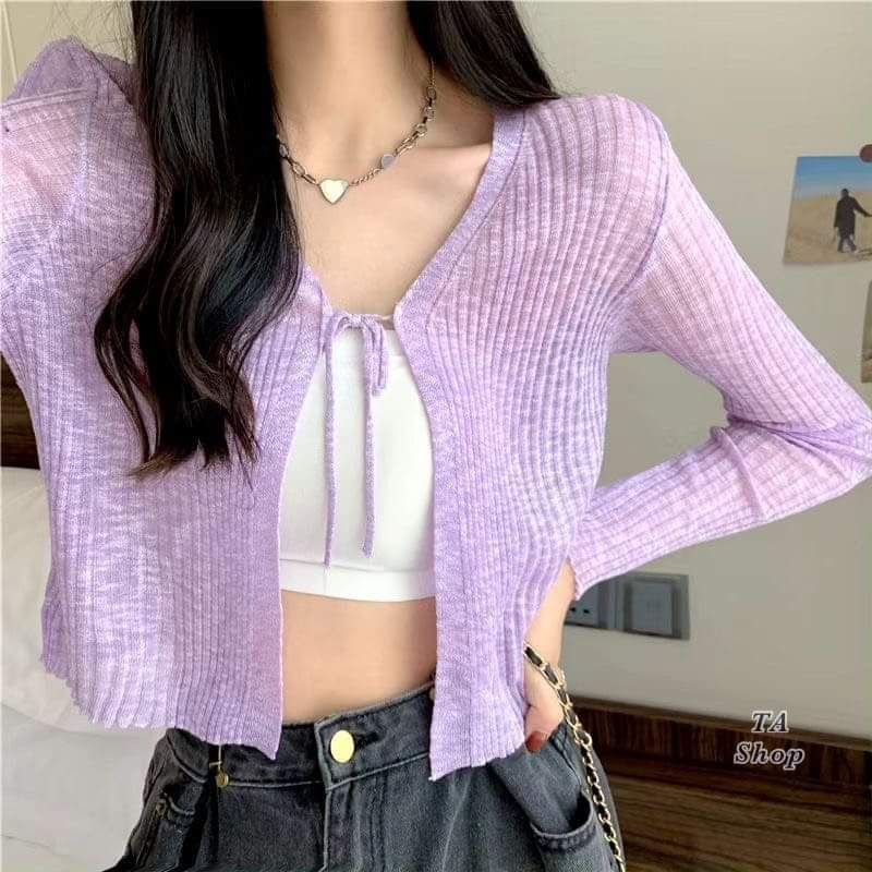 Áo cadigan mỏng buộc dây hàng QC