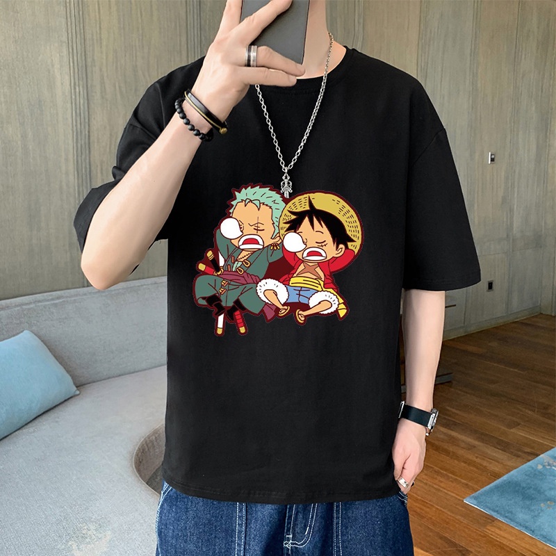 Áo Thun nam nữ from rộng tay lỡ In Hình Sanji D.Ace Luffy Zoro One Piece 2 Mặt Áo Đen Cực Ngầu, Cực Đẹp