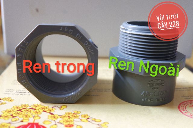 Nối Ren Trong, Răng Ngoài Nhựa PVC Tiền Phong phi 34, 42, 48, 60, 75, 90, 110