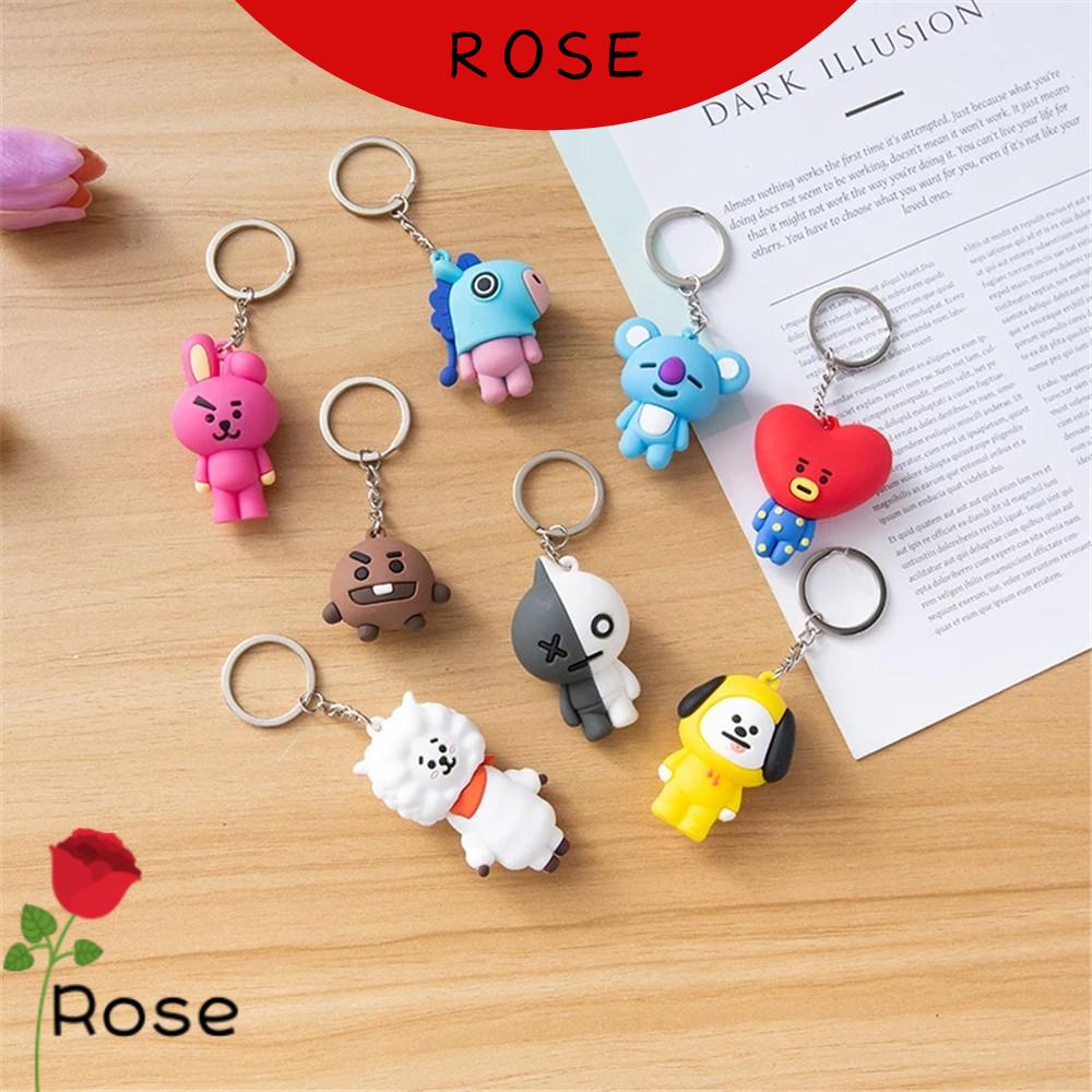 ROSE Stylish Key Ring Cartoon K-Pop Keychain Portable 3D Silicon Korean Multi-function Bangtan Boys
