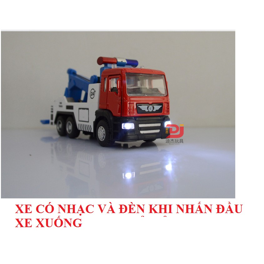 Xe ô tô cứu hộ bằng sắt đồ chơi trẻ em chạy bằng cót có âm thanh và đèn gồm cả xe nhỏ