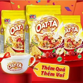 3 bịch OATTA - YẾN MẠCH TRÁI CÂY- HẠNH NHÂN, PHÔ MAI 800G (tặng 1 bát sứ cao cấp)