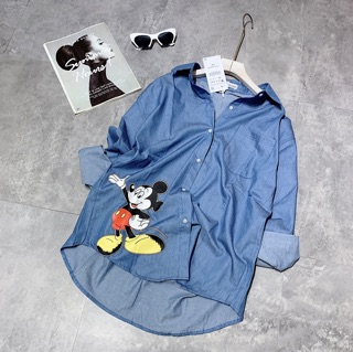 Sơmi micky denim ( ghi chú hoặc ib chọn sz )