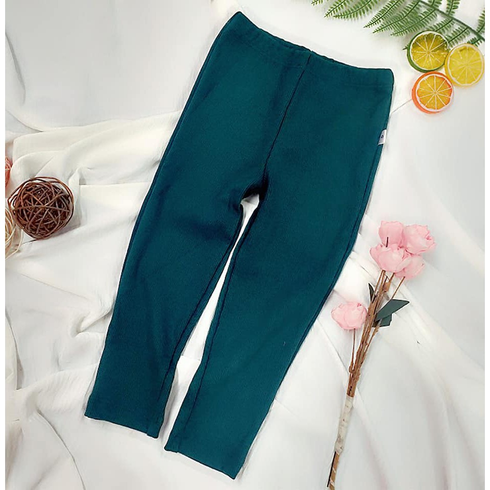 Quần legging trơn thun gân co giãn mạnh màu vàng/xanh/xám/hồng/tím