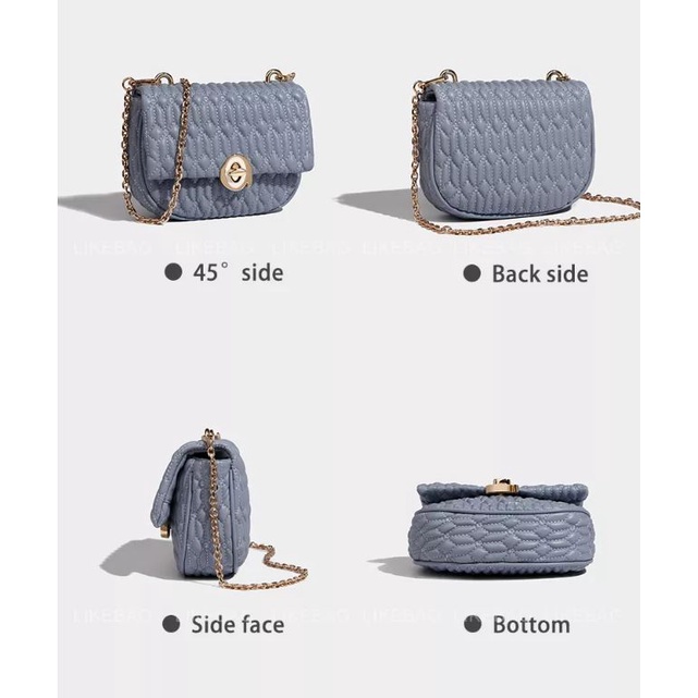 Túi đeo chéo LIKEBAG đeo vai da nổi hai dây kim loại 225XK7096 - LIBAGI