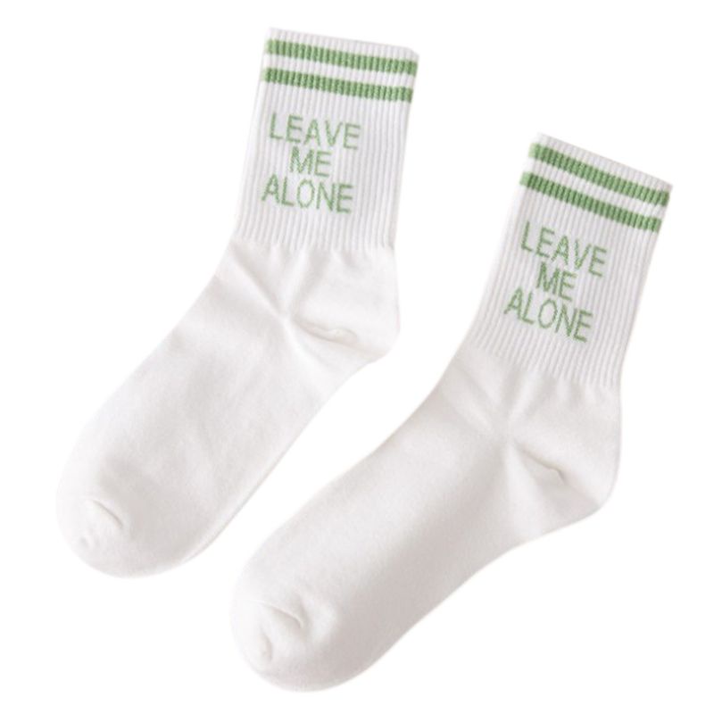 Xiangbao Vớ Cotton Dài Đến Mắt Cá Chân Kẻ Sọc Dọc In Chữ Vui Nhộn Phong Cách Hip Hop Cho Nữ