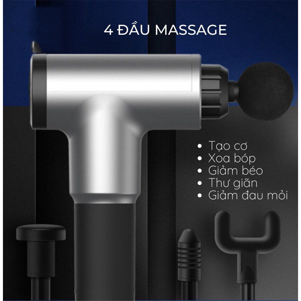 Máy Massage Cầm Tay mi ni 4 Đầu –  Máy Mát Xa Toàn Thân 6 Cấp Độ - Mát xa Cổ  Vai  Gáy Lưng, Giảm Đau Cơ, Cứng Khớp