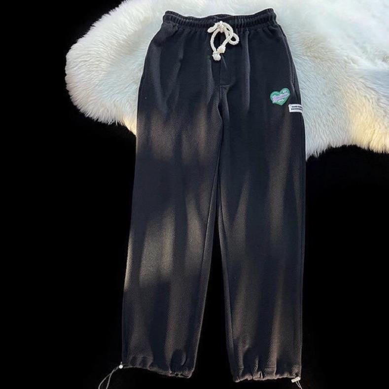 [ẢNH THẬT-SẴN] Quần Nỉ Tim Rút Ống Rộng Ulzzang Unisex Hàn Quốc