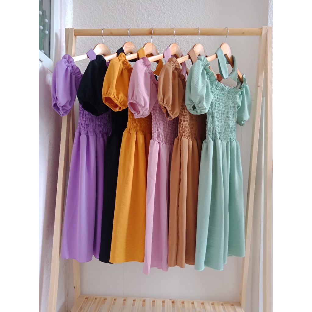 Đầm trễ vai nữ vải đũi | BigBuy360 - bigbuy360.vn