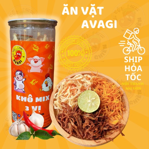 Khô mix 3 vị đồ ăn vặt AVAGI vừa ngon vừa rẻ
