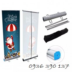 Standee giá cuốn nhôm cao cấp siêu nặng, siêu bền, roll-up banner cuốn inox cao cấp kt 60 x 160 hoặc 80 x 200cm