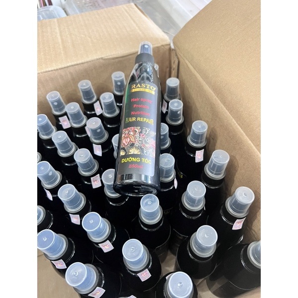 Nước xịt dưỡng tóc rasitocollagien hương nước hoa chai màu đen 250ml siêu mềm mượt phục hồi hư tổn chống khô sơ trẻ ngọn