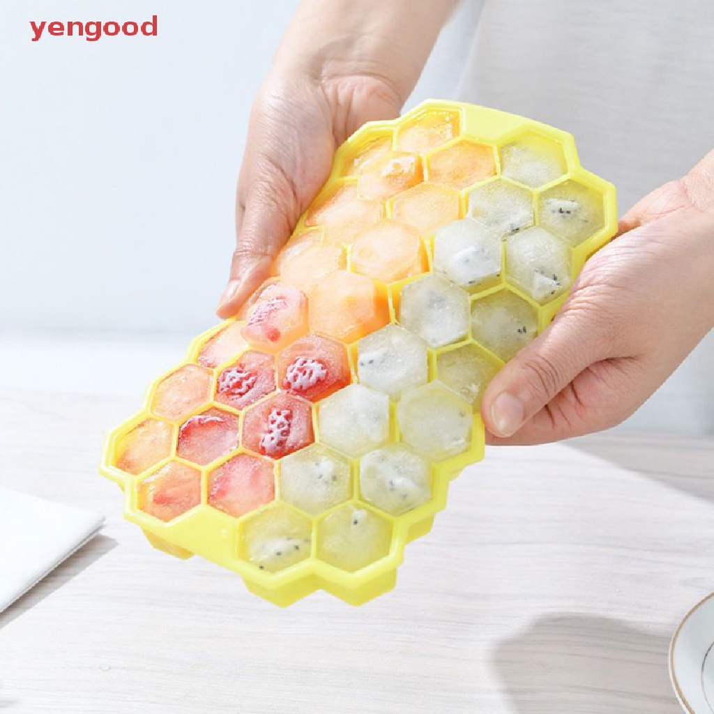 Khuôn Silicone Làm Đá Hình Tổ Ong Có Nắp Đậy Tiện Lợi