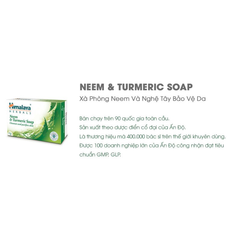 Xà phòng giảm mụn cơ thể từ lá neem Himalaya Neem Turmeric Soap 75g | BigBuy360 - bigbuy360.vn