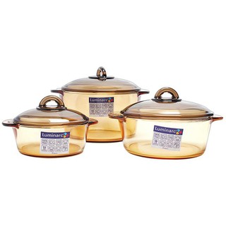 Bộ nồi thủy tinh Luminarc Amberline (1L,1,5L,3L)