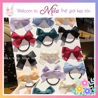 Dây cột tóc MILA nơ vải satin dễ thương phong cách Hàn Quốc TT01