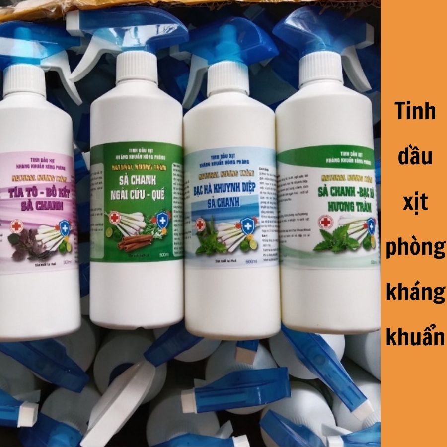 Xịt phòng khử khuẩn tinh dầu Sả Chanh +Bạc Hà + Hương Tràm chai 500ml-XHT