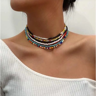 Vòng cổ choker chất liệu hạt cườm màu ngẫu nhiên