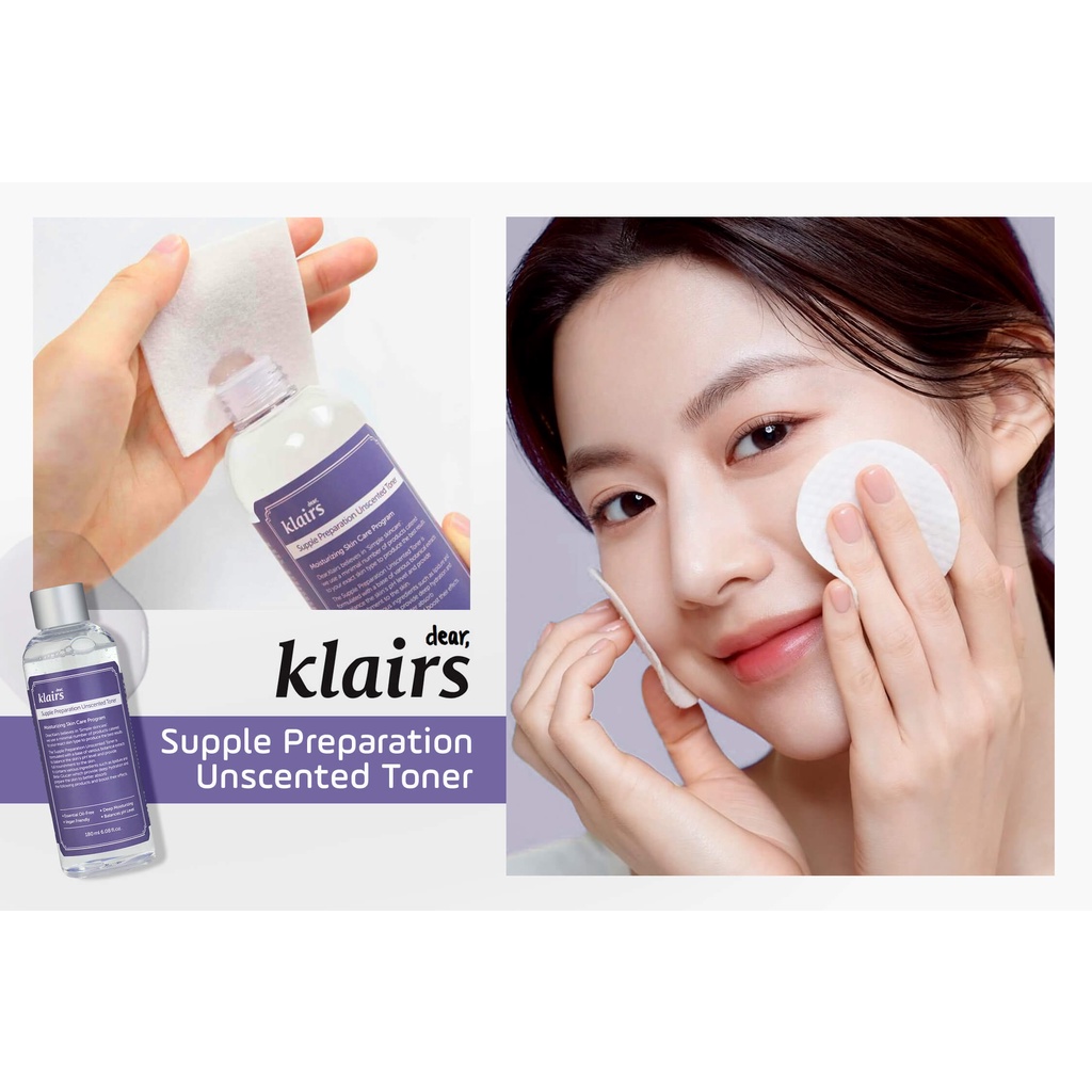 Nước Hoa Hồng Không Mùi - Klairs Supple Preparation Unscented Toner 180ml