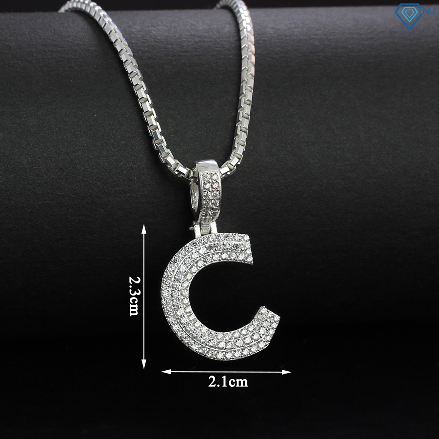 Dây chuyền chữ C đính đá bằng bạc cho nam cá tính DCA0076 - Trang Sức TNJ
