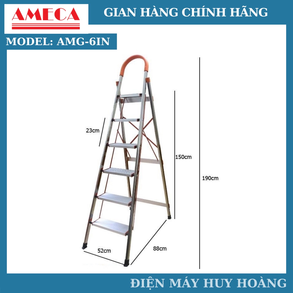 Thang ghế, thang nhôm gấp gọn AMECA 6 bậc - AMECA 6IN