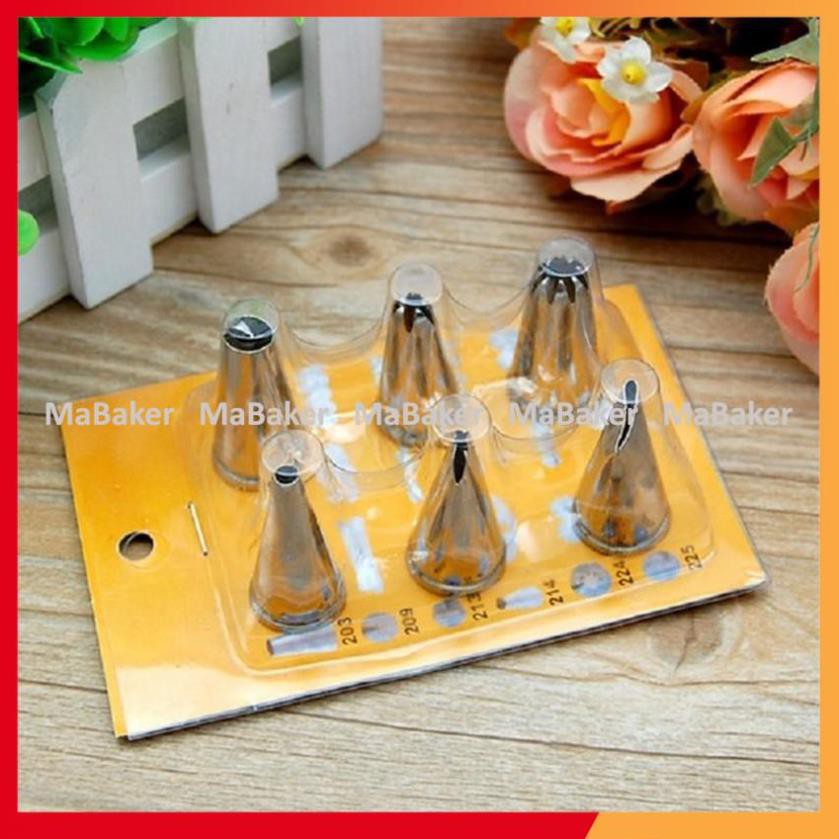 Bộ 6 đui bắt kem inox loại tốt, cao cấp, bền đẹp tặng kèm chốt - MaBaker