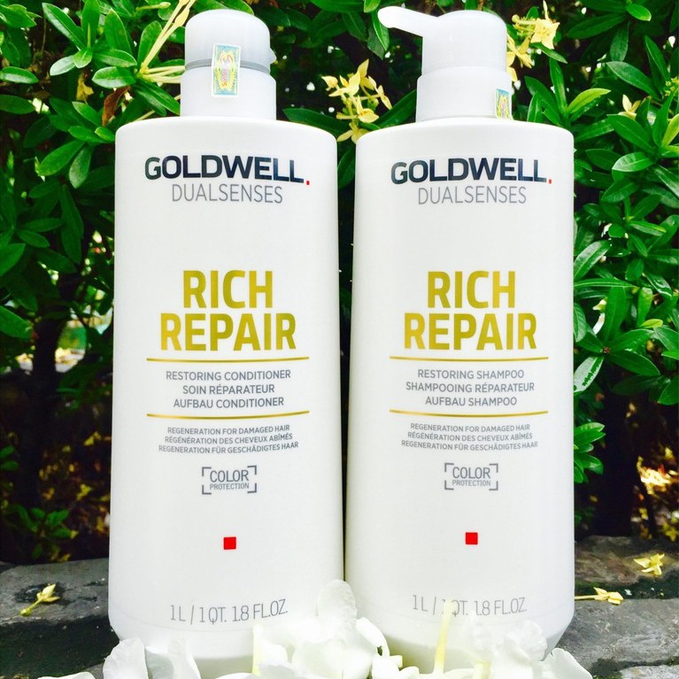 🇩🇪 Dầu gội xả chăm sóc tóc hư tổn khô xơ Goldwell Rich Repair 1000mlx2