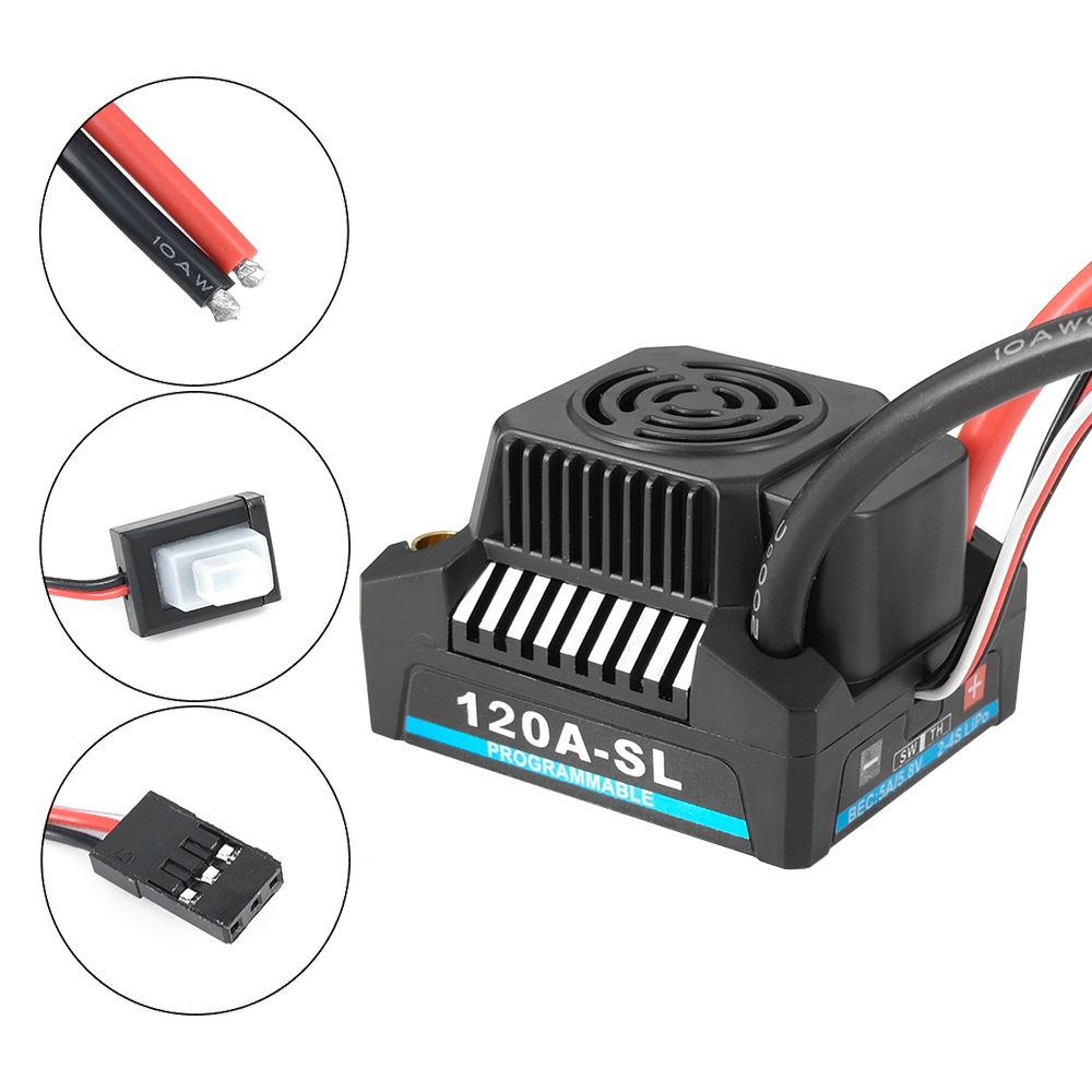 1 Bộ Điều Tốc Không Chổi Than Chống Nước 120A-SL 150A-SL 2-4S Với ESC Không Chổi Than 5A / 5.8V BEC Cho Xe Hơi / Xe Địa Hình / Xe Tải /
