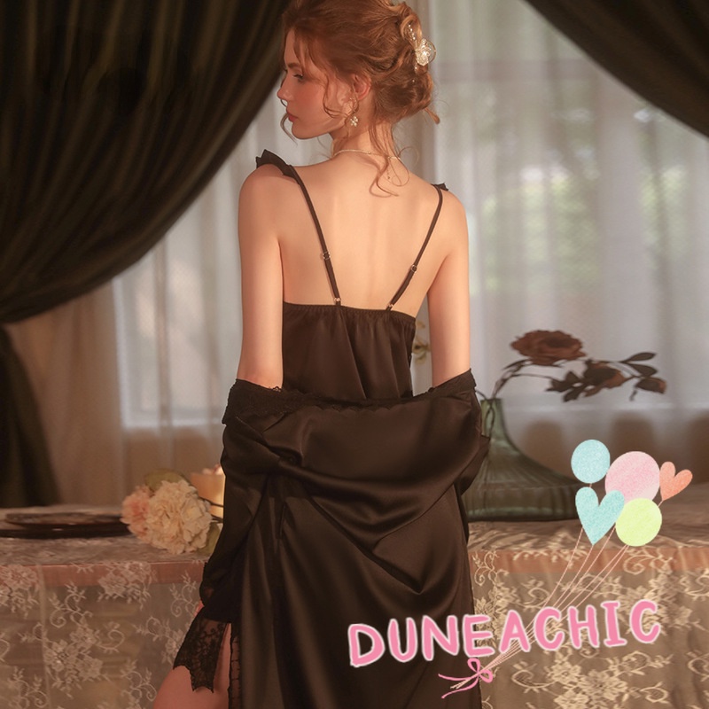 DUNEA Đầm Ngủ Phối Ren Hoa Thiết Kế Quyến Rũ Cho Phái Nữ