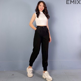 Quần jogger bo gấu chất đũi