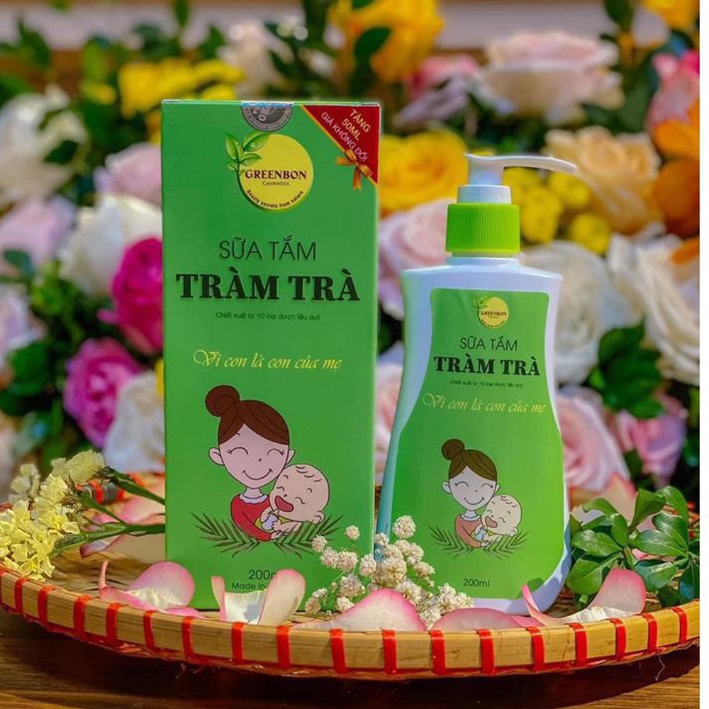 Sữa Tắm Gội Tràm Trà GreenBon Giảm Rôm Sảy &amp; Hăm Kẽ Vượt Trội 200ml an toàn cho trẻ sơ sinh &amp; em bé