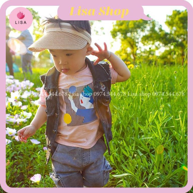 [HÀNG CAO CẤP] Mũ cói, nón cói đi nắng, đi biển cho bé, đầu trống in hình dễ thương, M22