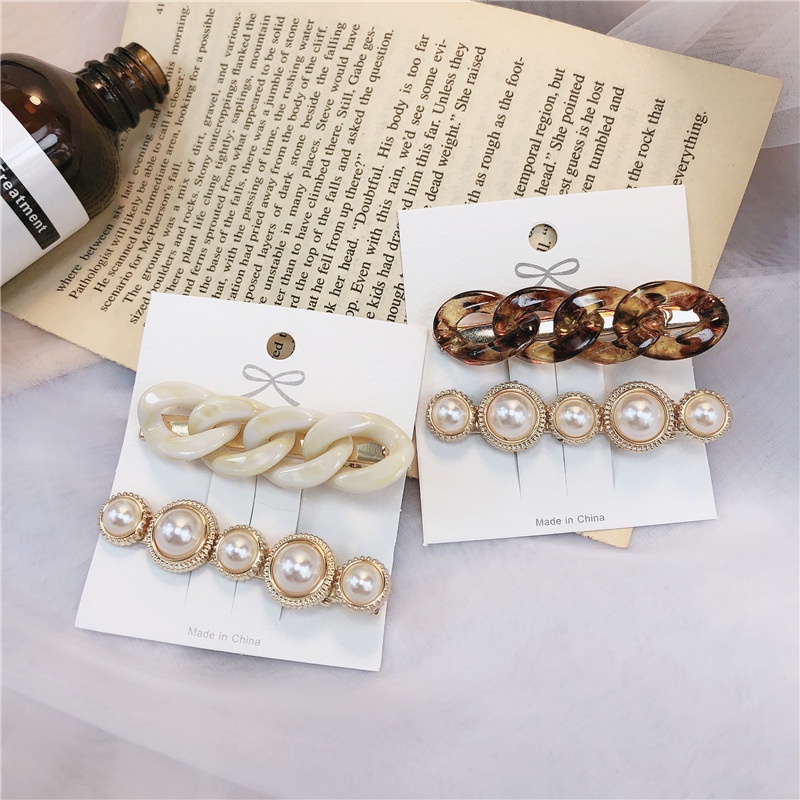 Set kẹp tóc đính ngọc trai nhân tạo thời trang tính tế cho nữ