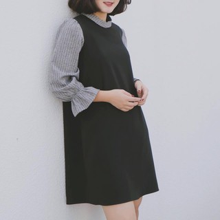 Đầm suông phối tay caro d880