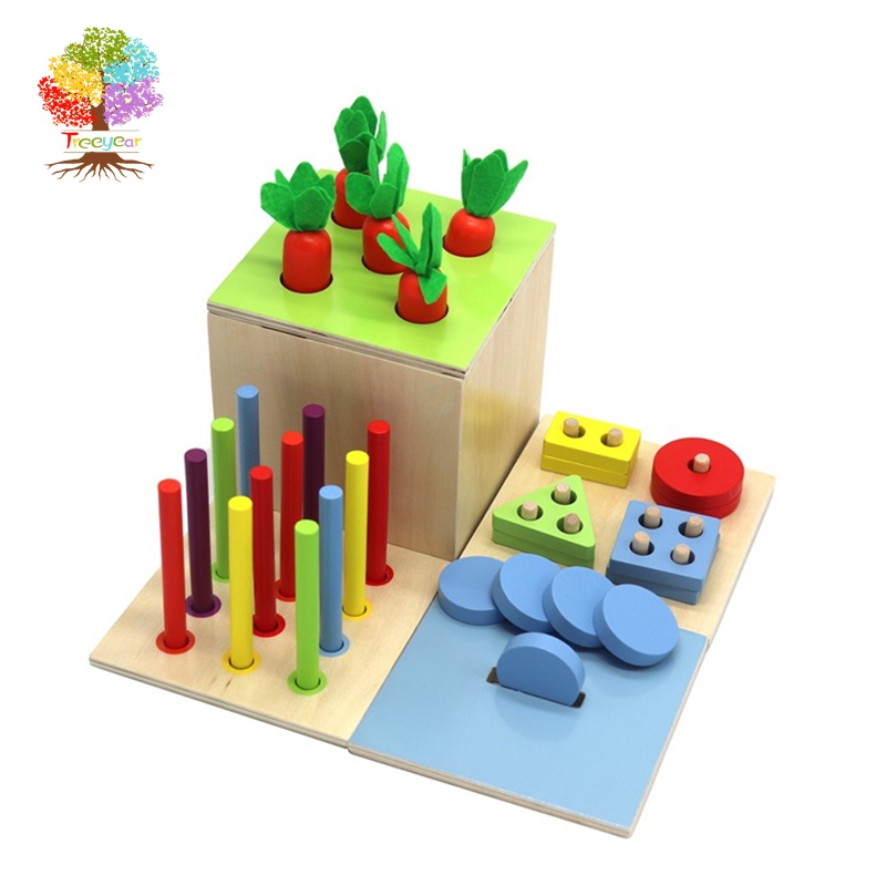 Bộ đồ chơi xếp hình Treeyear bằng gỗ 4 trong 1 cho bé
