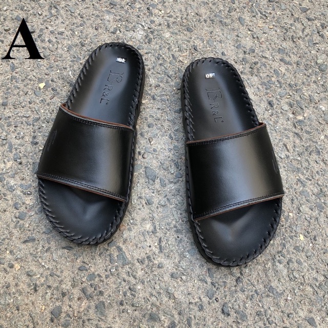 Dép nam quai ngang da bò cao cấp bảng ngang mã A