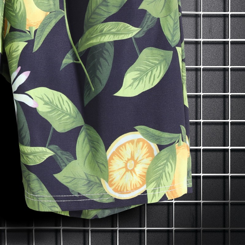 Quần short đi biển hoạ tiết lá xanh cho nam và nữ size M-5XL
